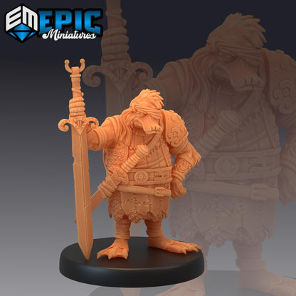 Duck Folk Mercenary (Medium) | #052 - Cruel Marshes - EPIC Miniatures | Guard, Amphibian, Sword, Axe, Torch, Soldier, Shibaten, Khanard