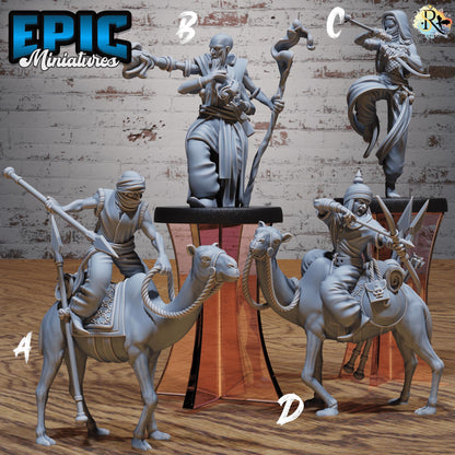 Oriental Army B (Medium+Large) |Premium DnD Minis High Quality Resin Miniature| Mage, Dancer, Rider Mount, Arabian Desert Middle East, Camel