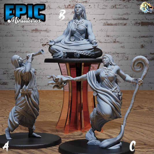 Mystic Mage (Large) | #118 - Oriental Fortress - EPIC | Female, Meditation, Buddha, Magic, Genie, Staff, Trumpet, Flute