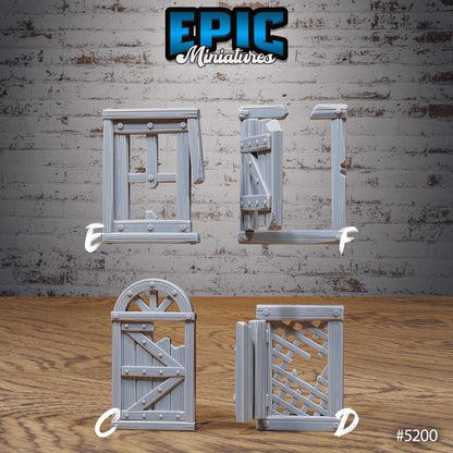 Decorative Elements | Premium DnD Minis High Quality Resin Miniature | City, Windows, Doors, Balcony, Stairs, Broken, Scatter, Roof, Door