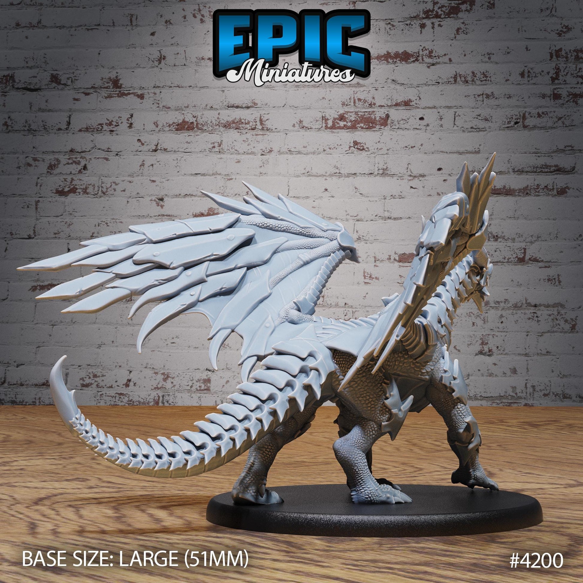 Armored Dragon Miniature, Large | Premium DnD Minis | High Quality Resin | Flying, Fire, Wyvern, Scales, Wings, Attack, Wyrm, Wyvern, Beast