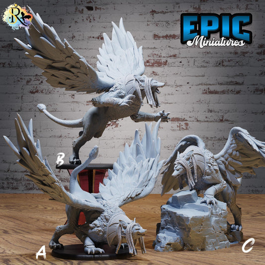 Anubis Beast (Large)| Premium DnD Minis | High Quality Resin | Lion, Sphynx, Desert, Wings, Beast, Rock, Flying, Cat, Pounce