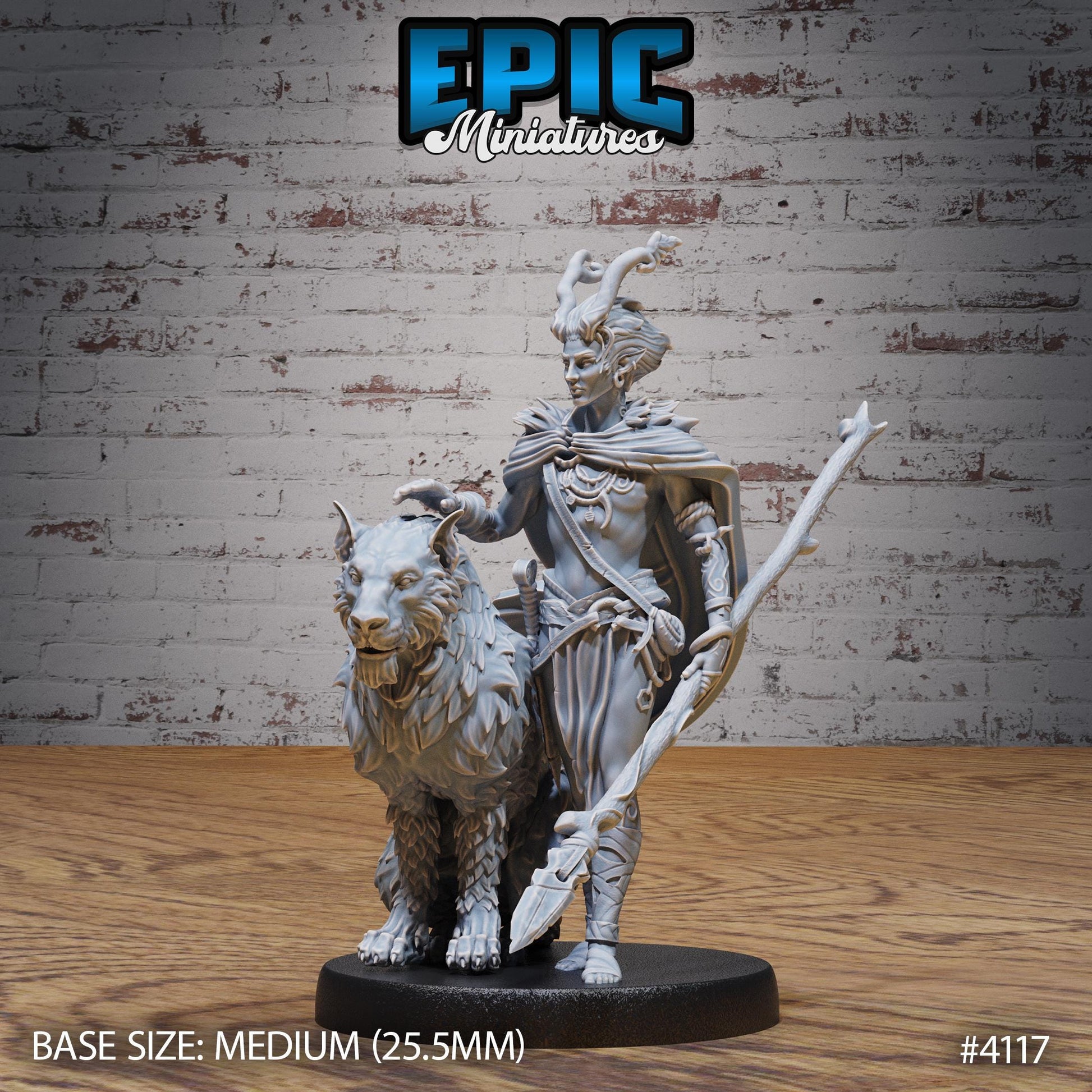 Beast Tamer Bundle (Large) | Premium DnD Minis High Quality Resin Miniature | Fantasy, Attack, Defend, Lion, Medium, Horns, Male, Spear
