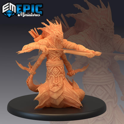 Marsh Naga (Large) | #052 - Cruel Marshes - EPIC Miniatures | Monster, Snake, Axe, Spear, Bow, Depths, Amphibious Warrior, Creature, Hybrid