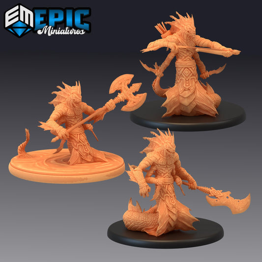Marsh Naga (Large) | #052 - Cruel Marshes - EPIC Miniatures | Monster, Snake, Axe, Spear, Bow, Depths, Amphibious Warrior, Creature, Hybrid