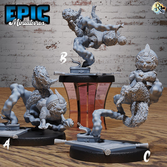 Cat Djinn (Medium) | #118 - Oriental Fortress - EPIC | Cat, Genie, Feline, Creature, Beast, Magic, Lamp, Cute, Cloud, Arabian