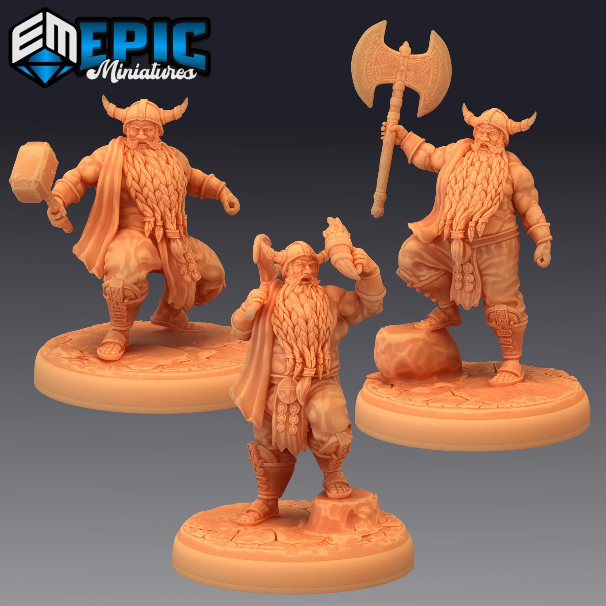 Adventurer Dwarf Set / Dwarven Warrior / Axe Fighter | Premium DnD Miniatures with High Quality Resin | Fantasy Viking