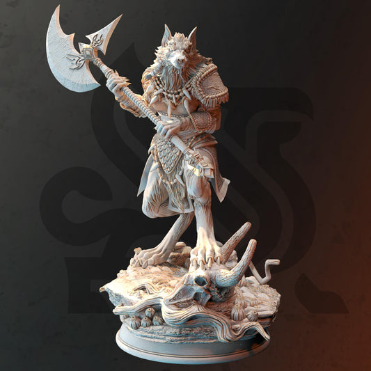 Ariana Grey - Female Wolf Barbarian (Medium) | 32mm Hero Scale | Premium DnD Miniature High Quality Resin | DM Stash