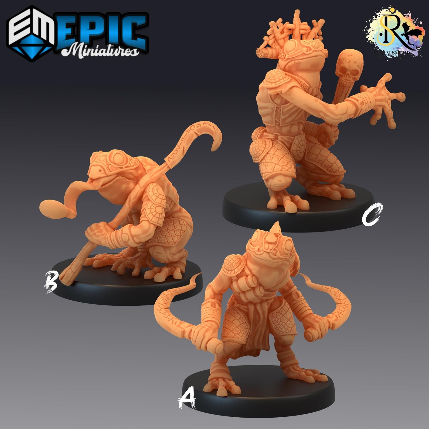 Poison Frog (Medium) | #052 - Cruel Marshes - EPIC Miniatures | Shaman, Amphibian, Magic, Warrior, Fighter, Rogue, Bullywug, Toril, Staff