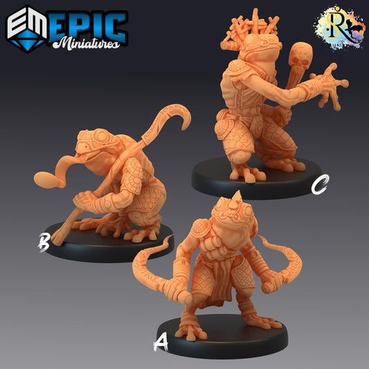 Poison Frog (Medium) | #052 - Cruel Marshes - EPIC Miniatures | Shaman, Amphibian, Magic, Warrior, Fighter, Rogue, Bullywug, Toril, Staff