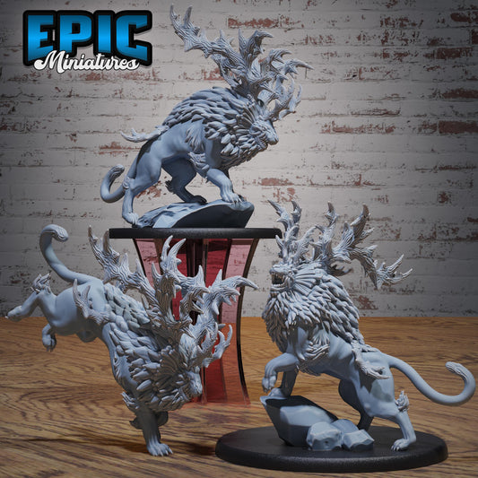 Horned Forest Beast (Large) | #119 - Ancient Nature EPIC Miniatures | High Quality Premium Resin | Creature, Lion, Hybrid, Monster, Evil