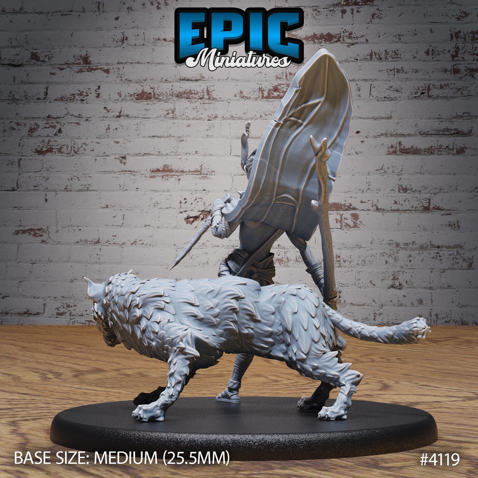 Beast Tamer Bundle (Large) | Premium DnD Minis High Quality Resin Miniature | Fantasy, Attack, Defend, Lion, Medium, Horns, Male, Spear