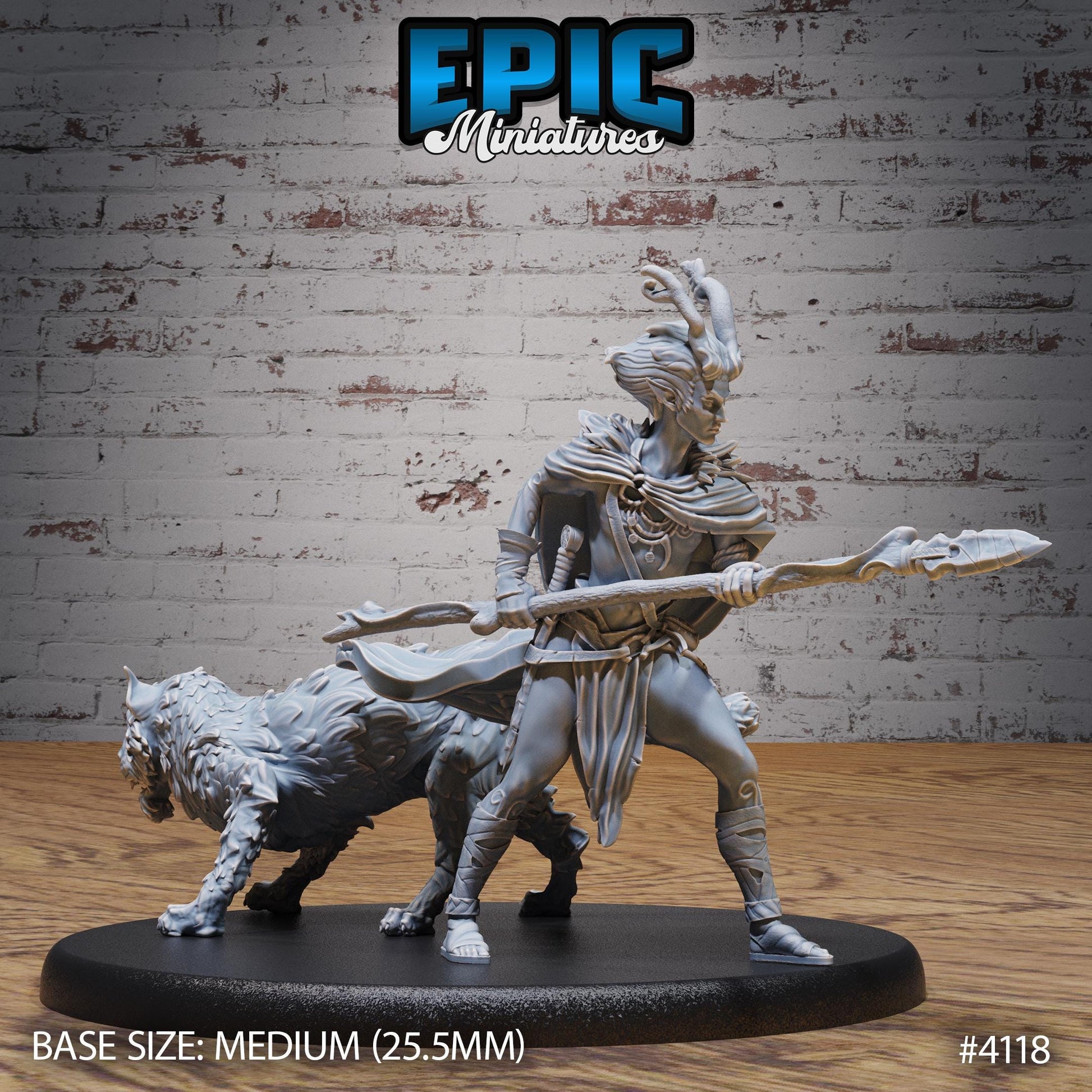 Beast Tamer Bundle (Large) | Premium DnD Minis High Quality Resin Miniature | Fantasy, Attack, Defend, Lion, Medium, Horns, Male, Spear