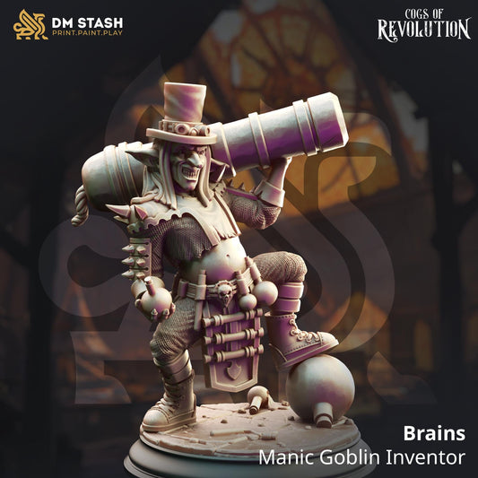 Brains - Manic Goblin Inventor | Cogs of Revolution | DM STASH | Artificer, Enemy, Rocket, Scientist, Bomb, Explosives, Gang, Monster