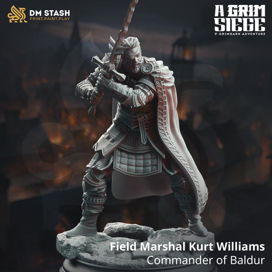 Field Marshal Kurt Williams - Commander of Baldur | A Grim Siege | DM STASH | High Quality Resin | Eyepatch, Old, Cool, Male Fighter, Leader