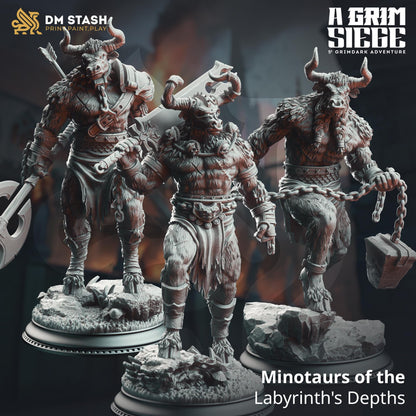 Minotaurs of the Labyrinth's Depths | A Grim Siege | DM STASH | High Quality Resin