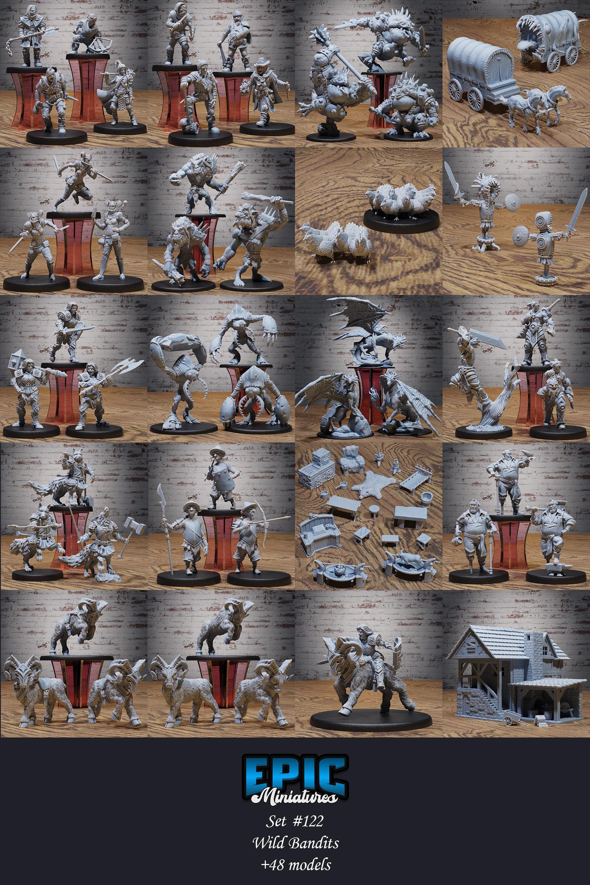 Chicken Swarm (Medium) | #122 - Wild Bandits by EPIC Miniatures | High Quality Premium Resin | Chickens, Swarms, Creatures, Animals, Farm