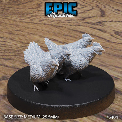 Chicken Swarm (Medium) | #122 - Wild Bandits by EPIC Miniatures | High Quality Premium Resin | Chickens, Swarms, Creatures, Animals, Farm