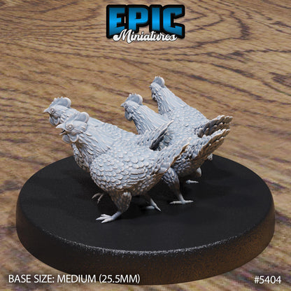 Chicken Swarm (Medium) | #122 - Wild Bandits by EPIC Miniatures | High Quality Premium Resin | Chickens, Swarms, Creatures, Animals, Farm