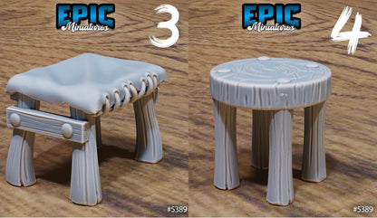Medieval Hut Scatter | #122 - Wild Bandits by EPIC Miniatures | High Quality Premium Resin | Rugs, Spitfire, Roast, Furniture, Cabin, Woods