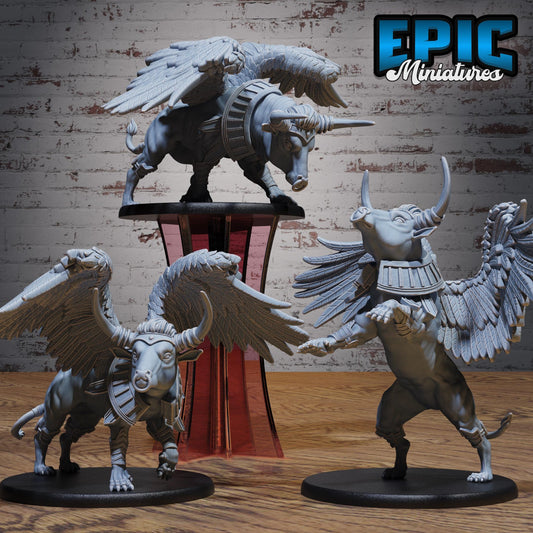 Winged Red Bull Beast (Large) | #123 - Death Desert by EPIC Miniatures | High Quality Premium Resin | Beast, Animal, Creature, Cow, Flying