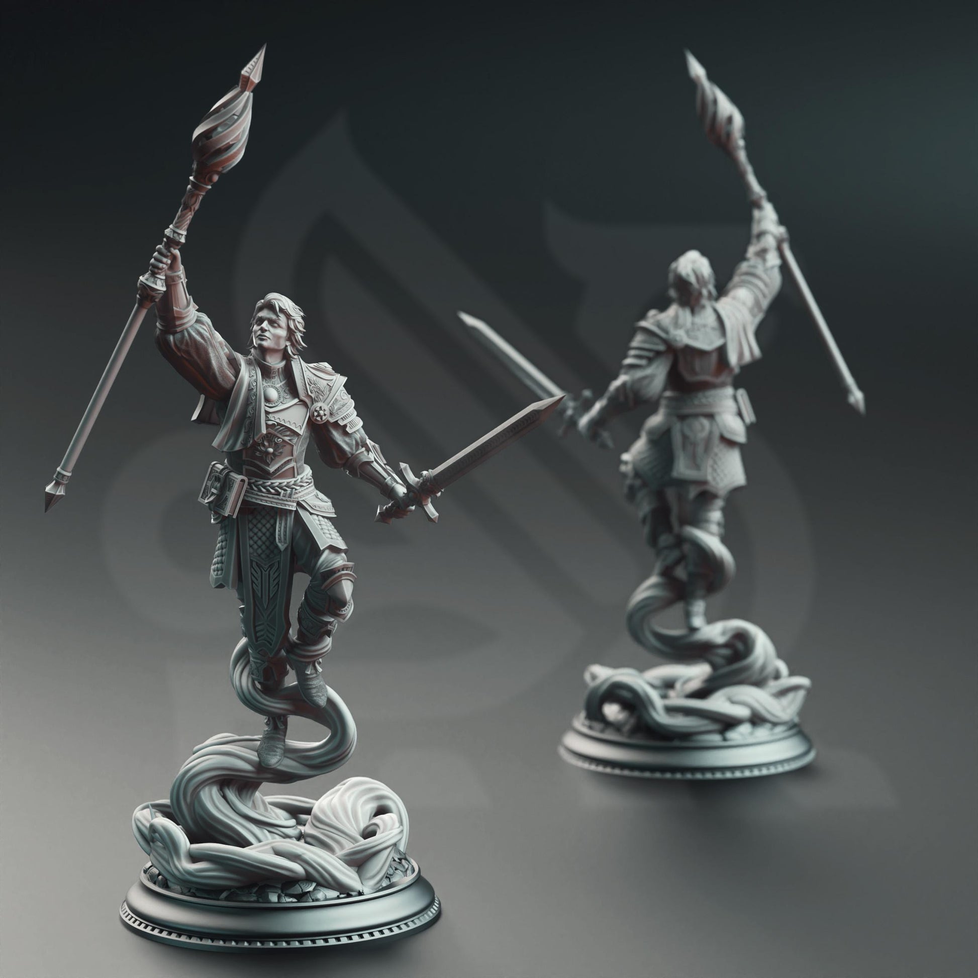 Chandler Marks - Court Mage of Grimhelm | A Grim Siege | DM STASH | High Quality Resin | Magic, Wizard, Sorcerer, Male, Staff, Sword, Human