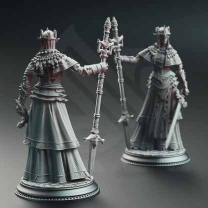 Evana the Proselytizer - Devout of the Tharameni | A Grim Siege | DM STASH | High Quality Resin | Female, Mysterious, Helmet, Paladin, Sword