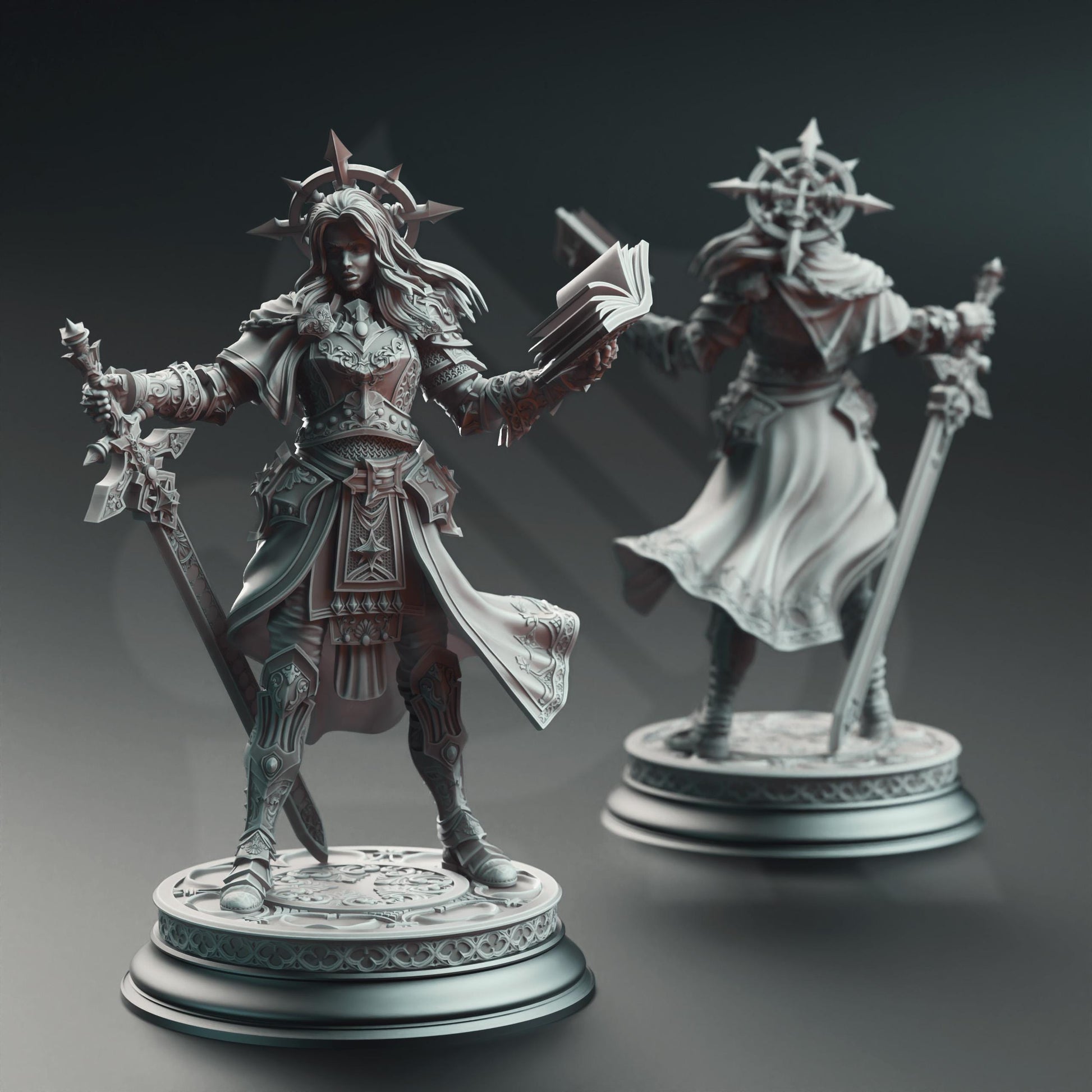 Johanna Saffron the Scorned - Vengeance Paladin | A Grim Siege | DM STASH | High Quality Resin | Cursed, Greatsword, Sword, Book, Female