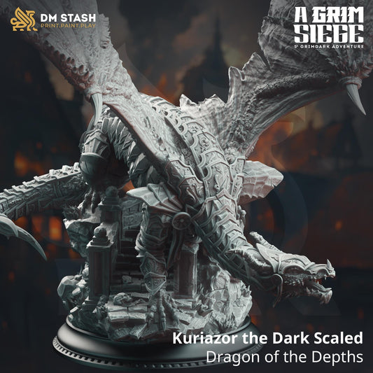 Kuriazor the Dark Scaled - Dragon of the Depths | A Grim Siege | DM STASH | High Quality Resin | Dragons, Armor, Underground, Enemy, Beast