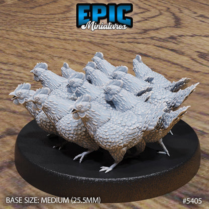 Chicken Swarm (Medium) | #122 - Wild Bandits by EPIC Miniatures | High Quality Premium Resin | Chickens, Swarms, Creatures, Animals, Farm