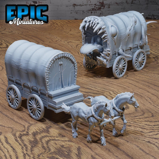 Mimic Horse Wagon | #122 - Wild Bandits by EPIC Miniatures | High Quality Premium Resin | Wagons, Travelling, NPC, Monster, Enemy, Horse