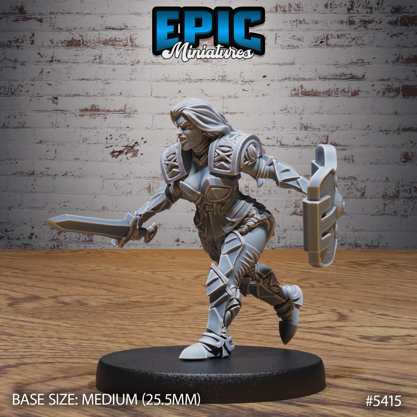 Dwarf Female Bandit (Medium) | #122 - Wild Bandits by EPIC Miniatures | High Quality Premium Resin | Lady, Sword, Gnome, Shield, Fighter