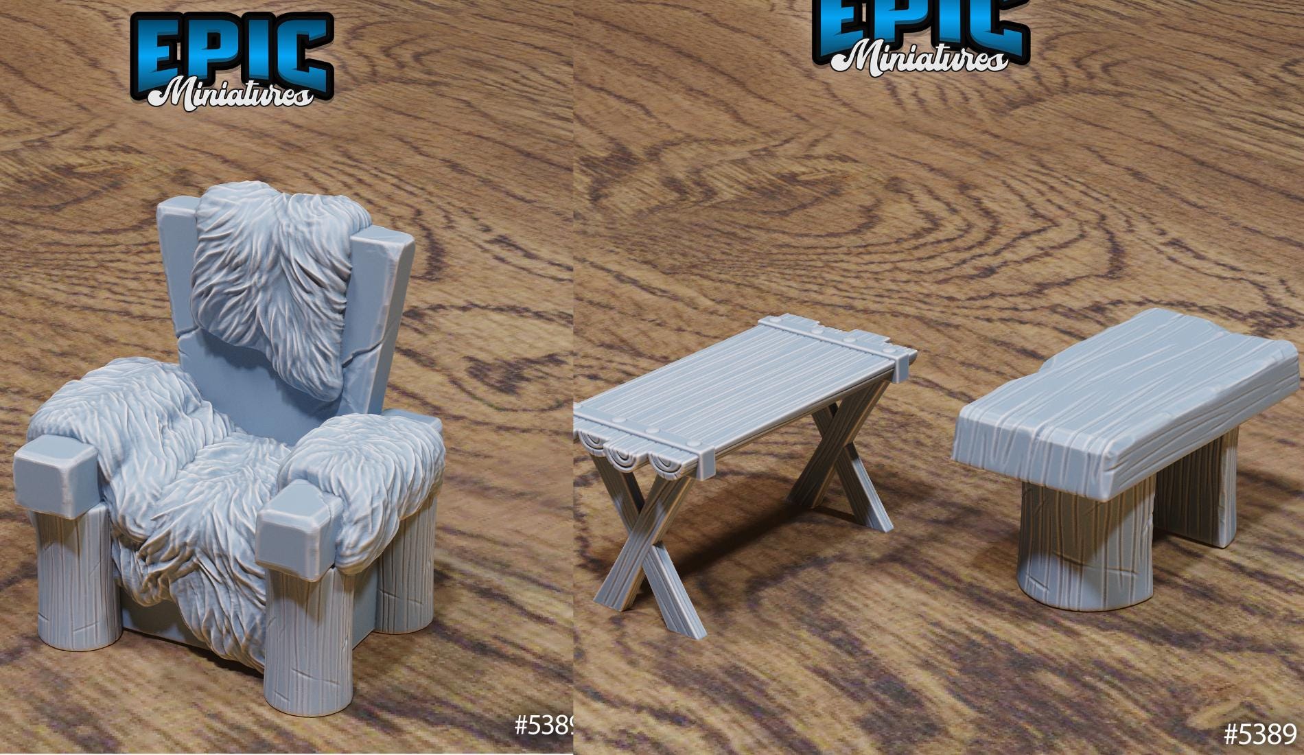 Medieval Hut Scatter | #122 - Wild Bandits by EPIC Miniatures | High Quality Premium Resin | Rugs, Spitfire, Roast, Furniture, Cabin, Woods