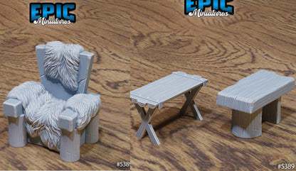 Medieval Hut Scatter | #122 - Wild Bandits by EPIC Miniatures | High Quality Premium Resin | Rugs, Spitfire, Roast, Furniture, Cabin, Woods
