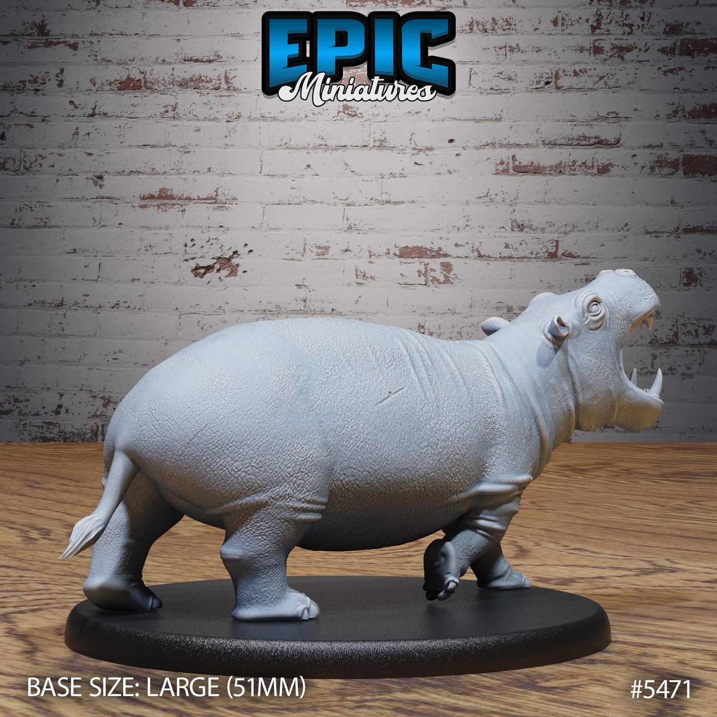 Hippo (Large) | #123 - Death Desert by EPIC Miniatures | High Quality Premium Resin | Egypt, Africa, Animals, Beast, Water, Buffalo, Attack