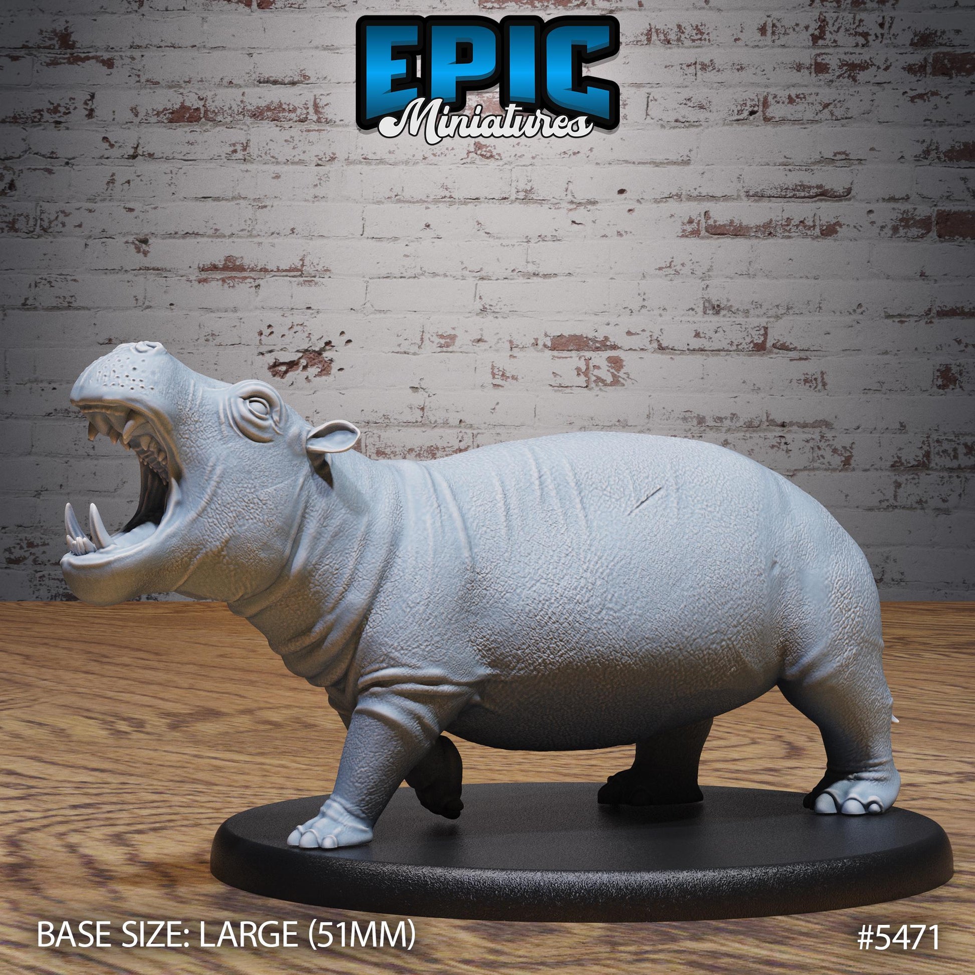 Hippo (Large) | #123 - Death Desert by EPIC Miniatures | High Quality Premium Resin | Egypt, Africa, Animals, Beast, Water, Buffalo, Attack