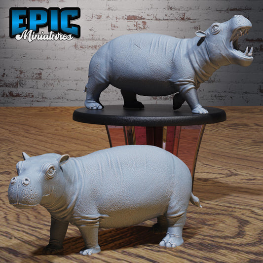 Hippo (Large) | #123 - Death Desert by EPIC Miniatures | High Quality Premium Resin | Egypt, Africa, Animals, Beast, Water, Buffalo, Attack