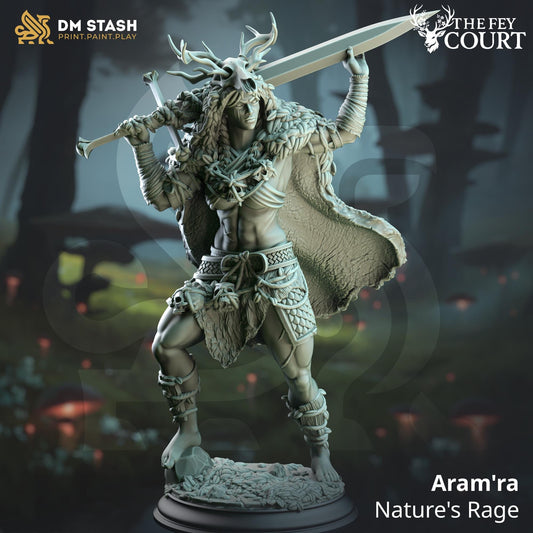 Aramra - Nature's Rage (Medium) | DM Stash | A Fey Court | Sword, Female, Druid, Furs, Woodland, Woods, Fighter, Elf, Half-Elf, Strong