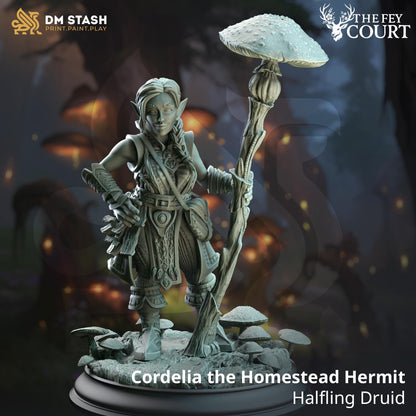 Cordelia the Homestead Hermit - Halfling Druid (Medium) | DM Stash | A Fey Court | Magic, Druid, Gnome, Mushroom, Druid, Healer, Cleric