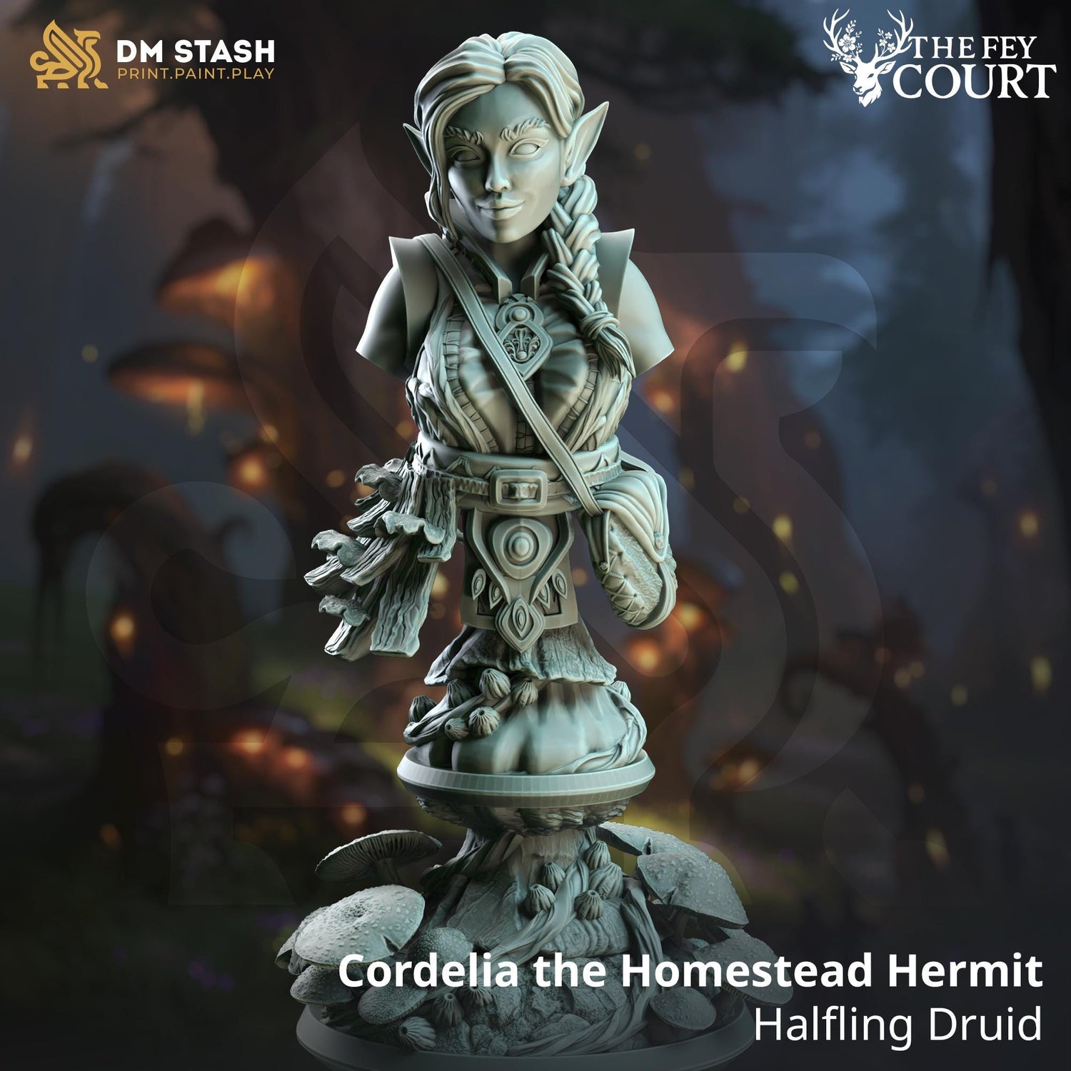 Cordelia the Homestead Hermit - Halfling Druid - BUST | DM Stash | A Fey Court | Magic, Druid, Gnome, Mushroom, Druid, Healer, Toad