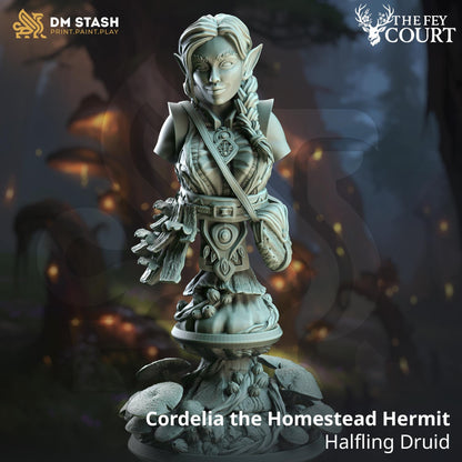 Cordelia the Homestead Hermit - Halfling Druid - BUST | DM Stash | A Fey Court | Magic, Druid, Gnome, Mushroom, Druid, Healer, Toad