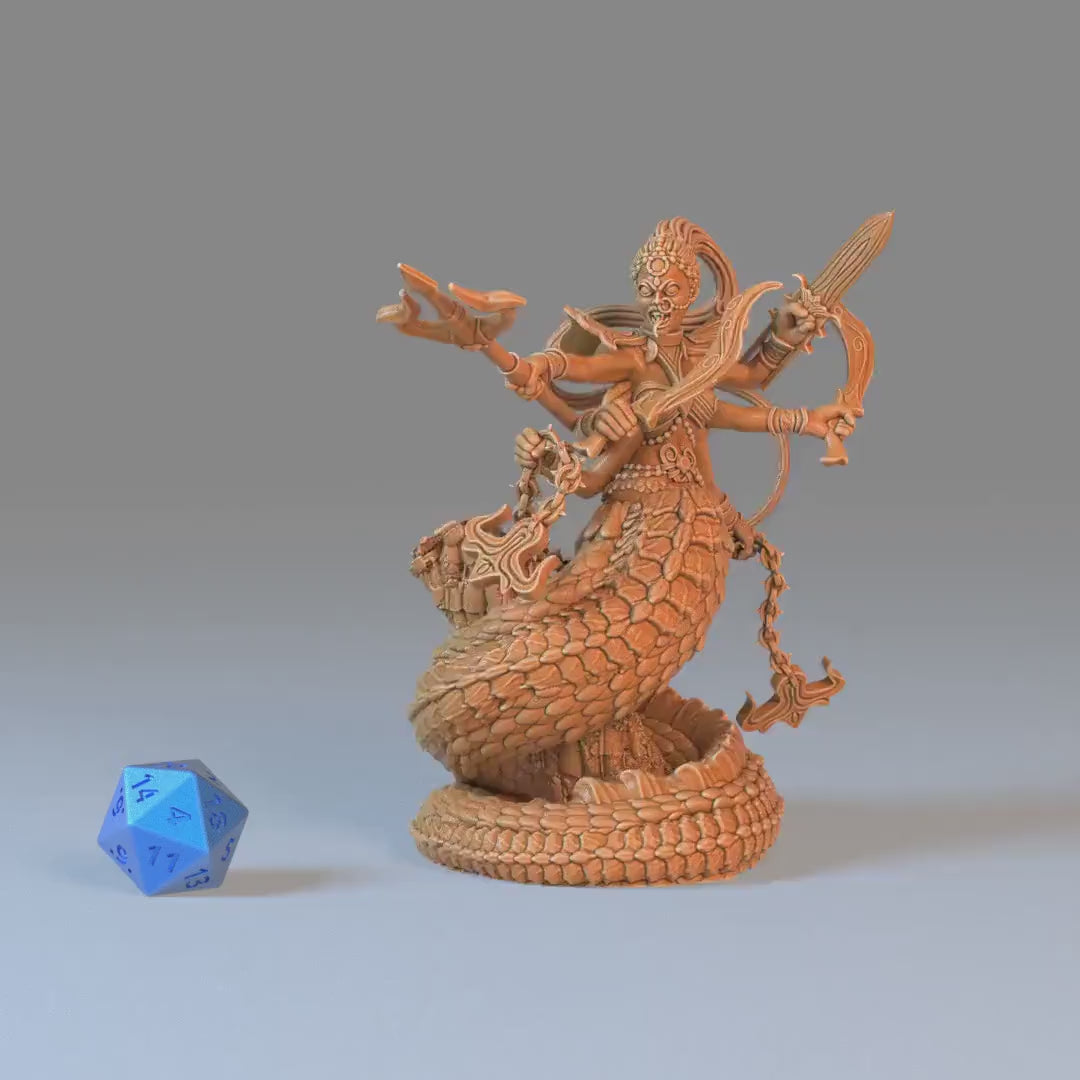 Marilith (Large) | Premium DnD Minis with High Quality Resin | EPIC | 28mm | TTRPG | Fiend, V Demon, Tanar'ri, Abyss, Humanoid Woman, Female
