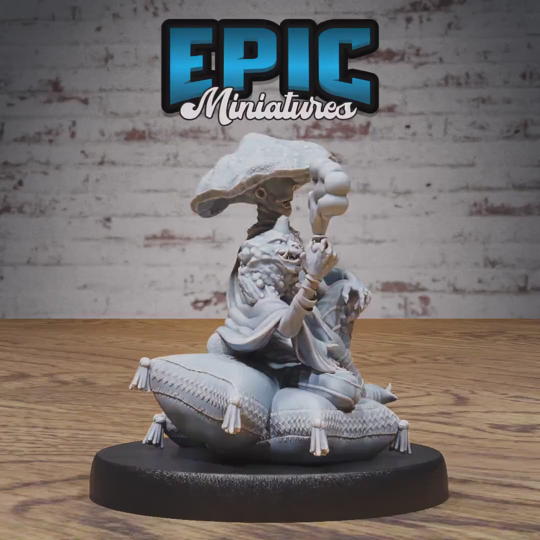 Oriental Fungi Merchant (Medium) | Premium DnD Minis High Quality Resin Miniature | Mushroom, Myconid, Middle East Trader, Seller, NPC, Pipe