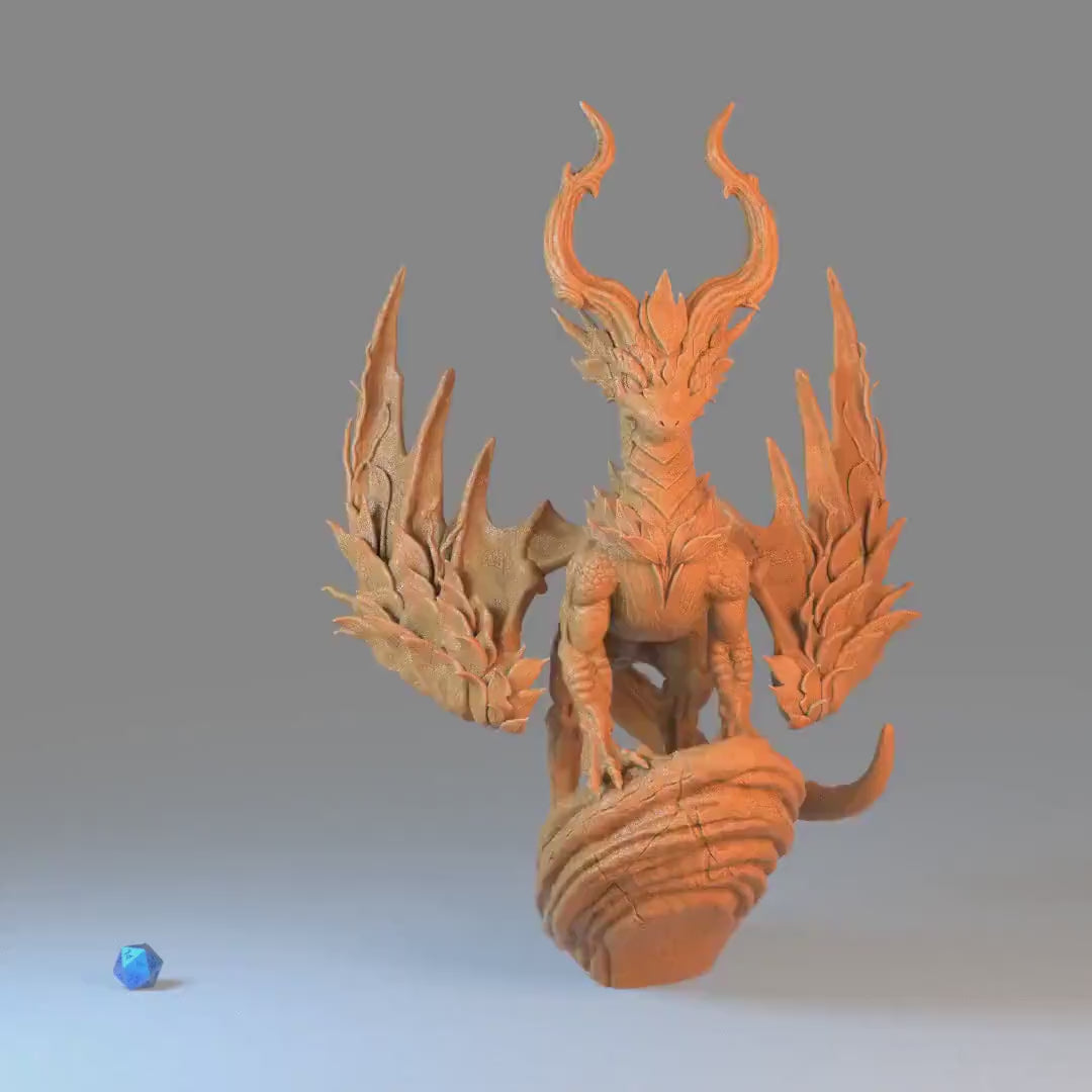 Guardian Leaf Dragon (Gargantuan) | Premium DnD Minis with High Quality Resin | EPIC | 28mm | Flying, Creature, Rock, Elemental, Earth