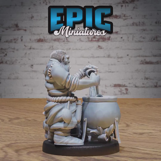 Gray Orc Alchemist (Medium) | Premium DnD Miniatures | High Quality Resin | D&D RPG | Cook, Pot, Cooking, Spoon, Tavern, Evil, Enemy, Goblin