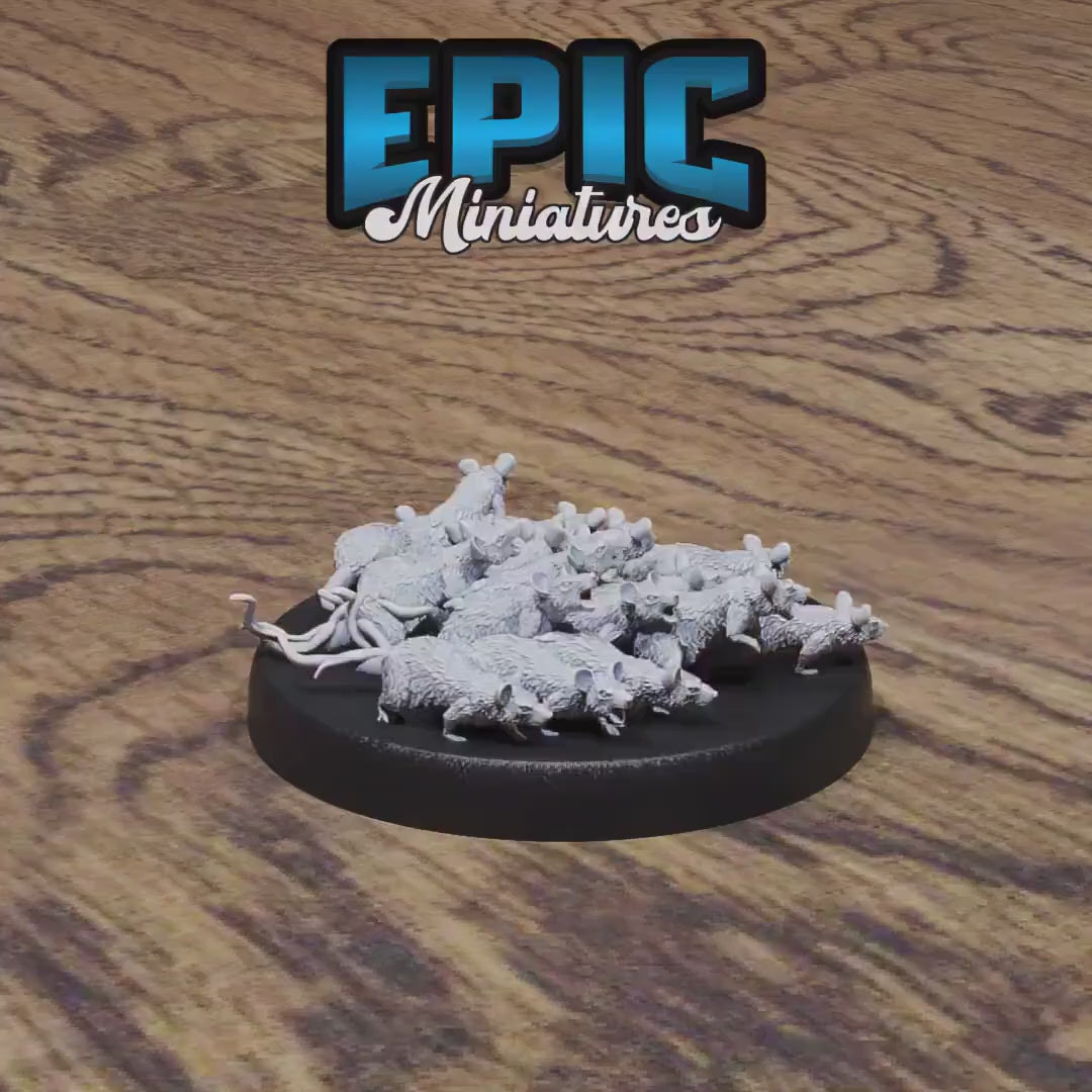 Sewer Rat Swarms | Premium DnD Miniatures High Quality Resin | Fantasy, Enemies, Beast, Small, Medium, Rats, Sewer, Swarm, Mice, Mouse