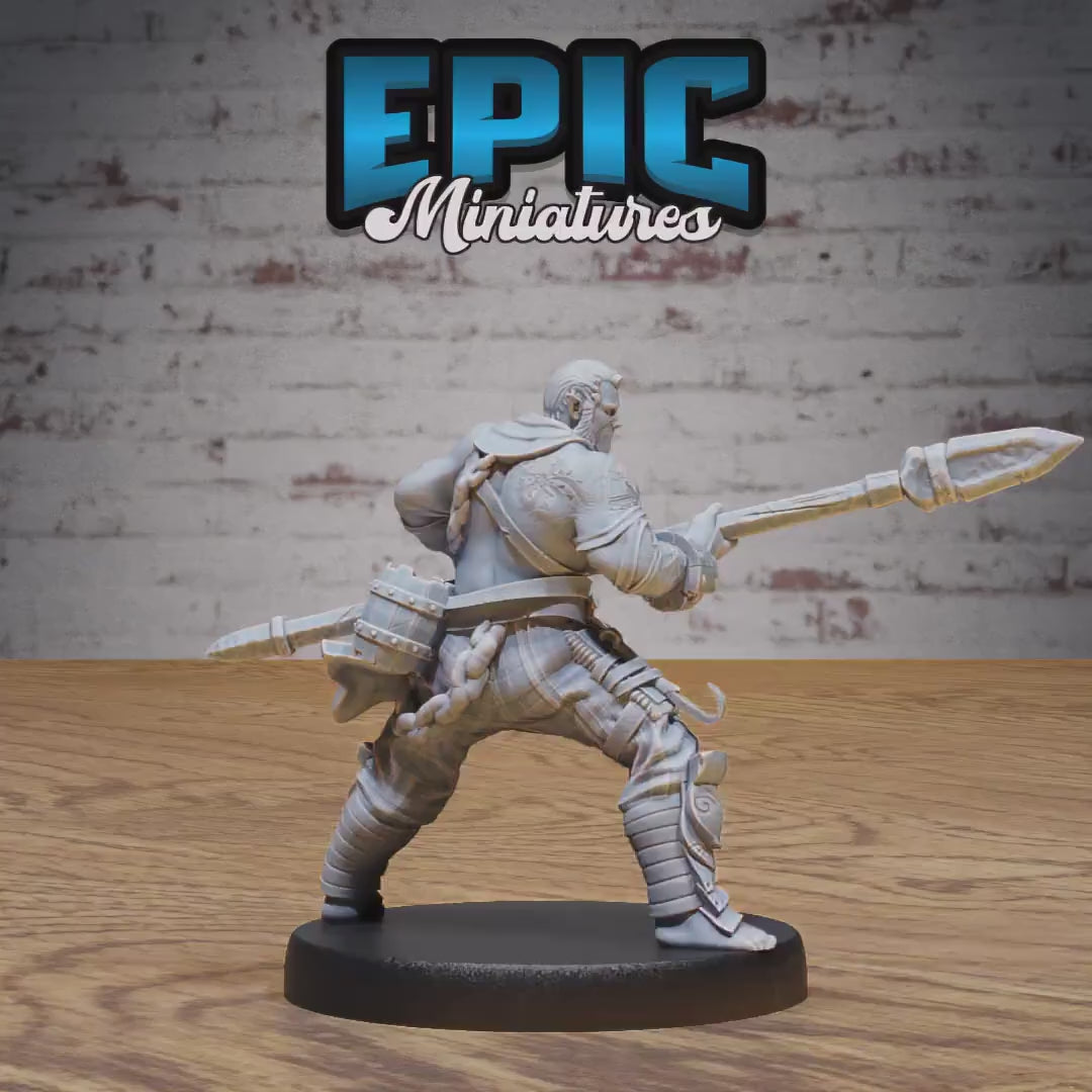 Half Orc Adventurer (Medium) | Premium DnD Miniatures | High Quality Resin | D&D RPG | Orcs Hero Human Barbarian Fighter Spear Dual Wield