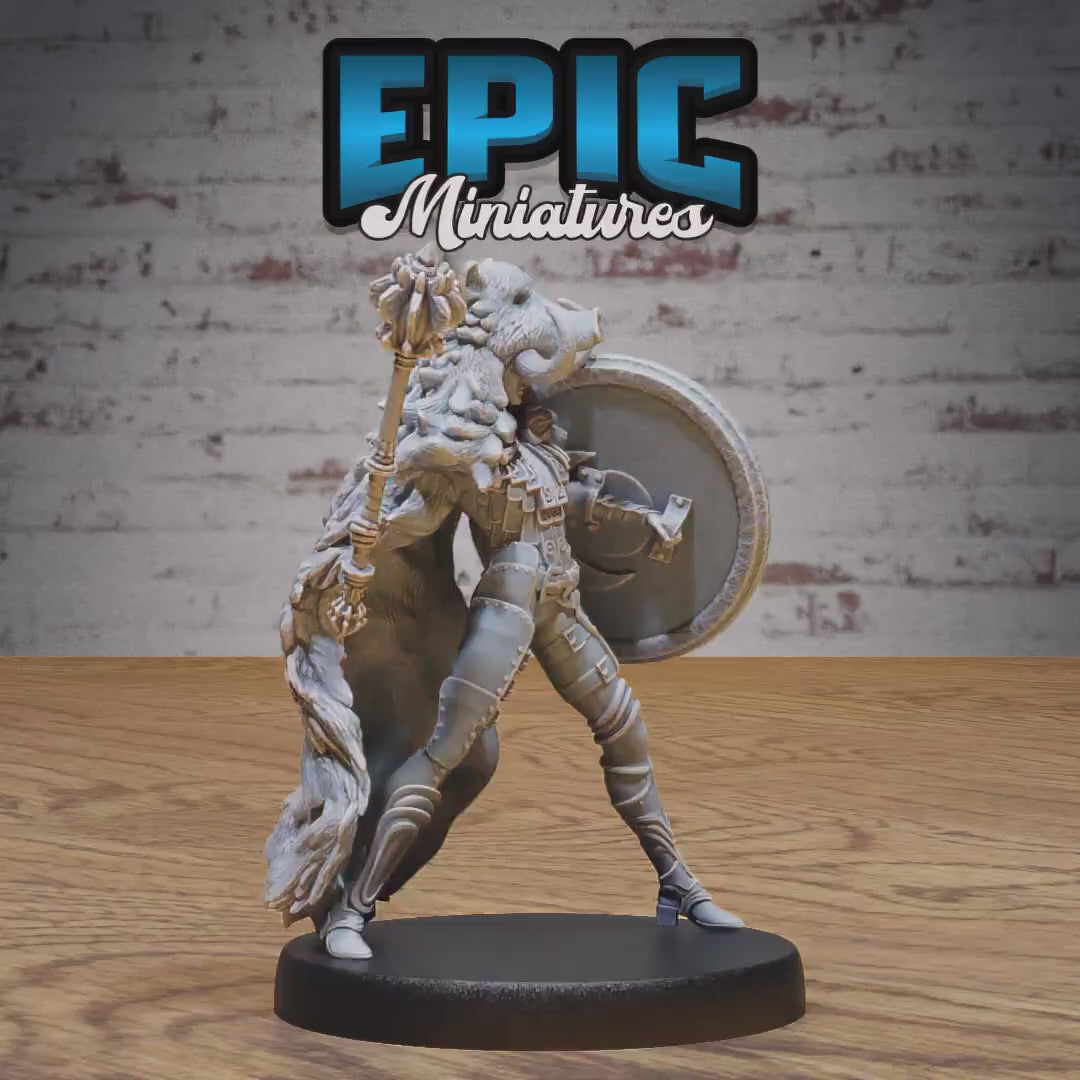 Boar Coat Warrior Lady (Medium) | Premium DnD Miniatures | High Quality Resin | D&D RPG | EPIC | Female, Viking, Shield Maiden, Winter, Pelt