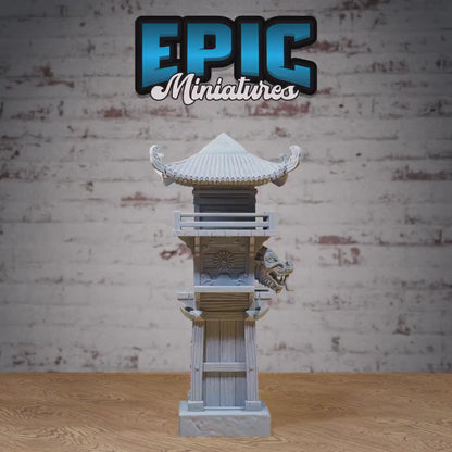 Dragon Watch Tower | Premium DnD Minis High Quality Resin | Japanese, East Asian, Japan, Watch Post, City, Security, Guards, Town, Asia