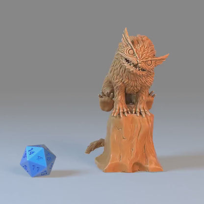 Owl Cat (Large) | Premium DnD Minis with High Quality Resin | EPIC | 28mm | Creature, Companion, Feline, Fowl, Bird, Sitting, Wild, Nature